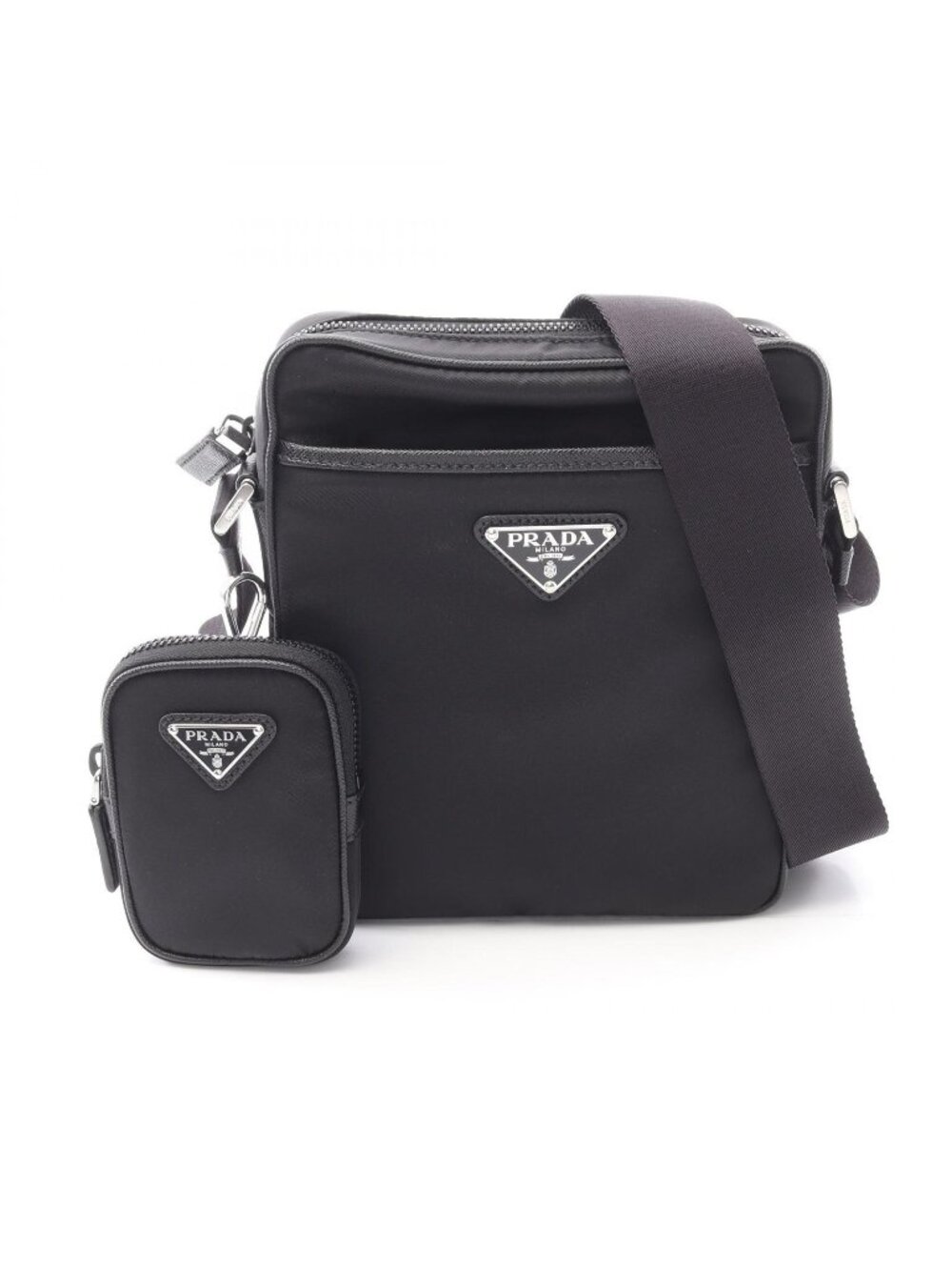 Prada Shoulder Bag Tessuto Saffian Nylon Saffiano Leather